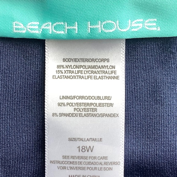 Beach House Black Ruffled Tankini + Navy Blue Swim Skirt 18W - Picture 5 of 8